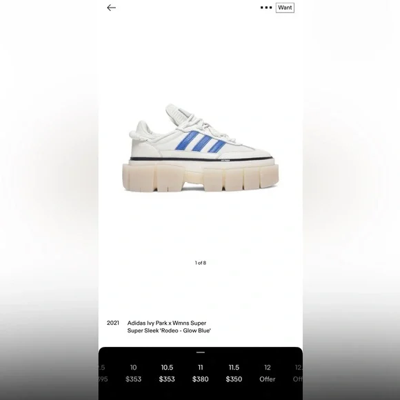 adidas Ivy Park White and Blue Sneakers - Picture 2 of 6